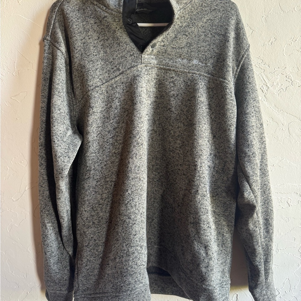 Eddie Bauer Gray Crewneck Sweater Classic Knit Design